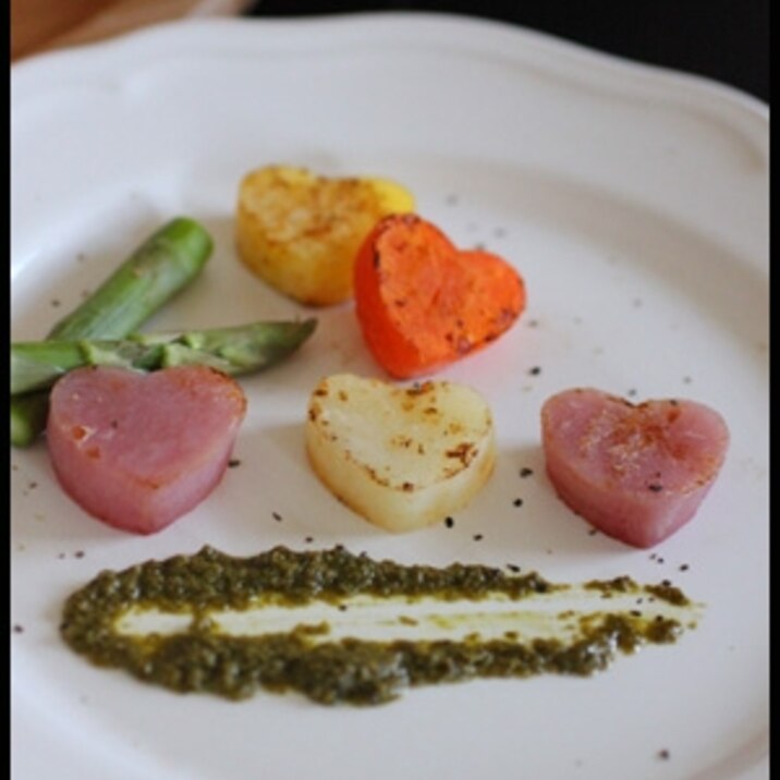 バレンタインに❤ハートのカラフルグリル野菜❤